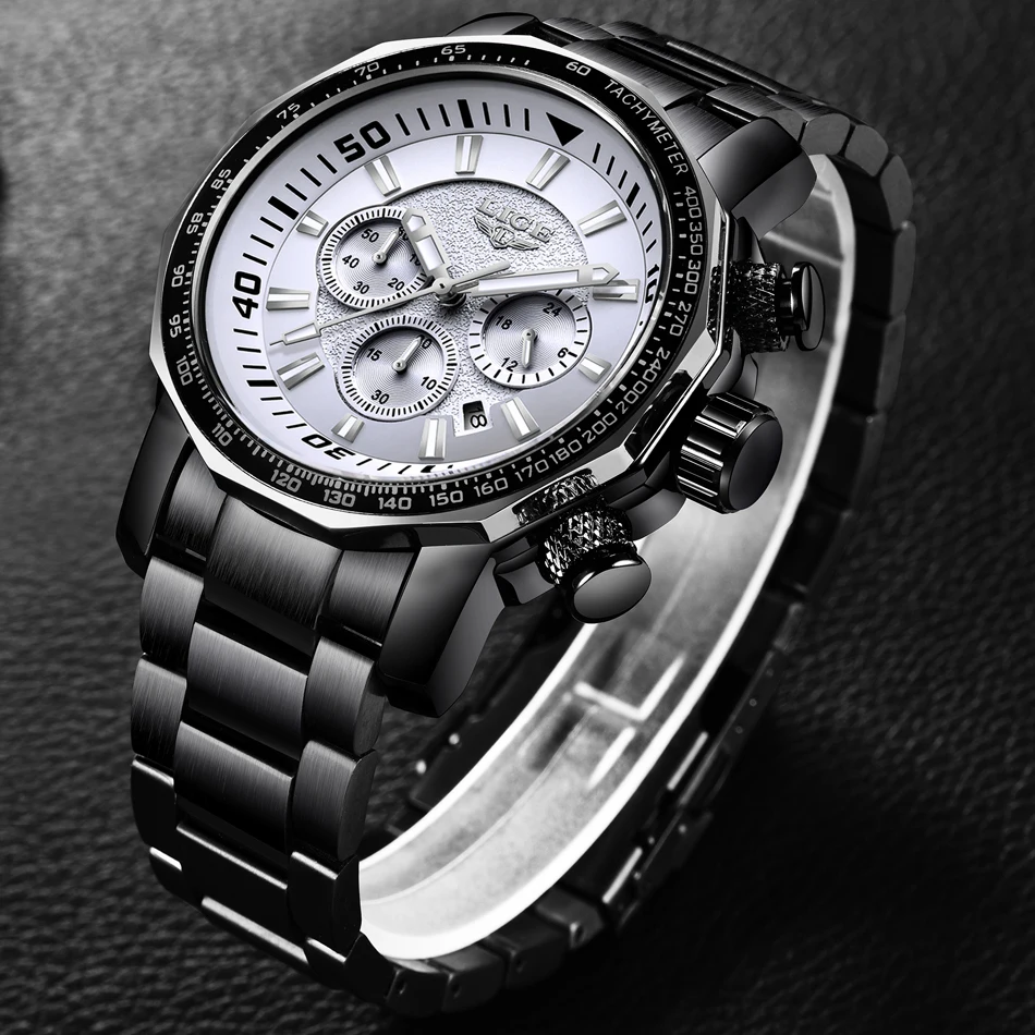 Relojes Hombre 2019New LIGE часы мужские роскошные Брендовые Часы Кварцевые спортивные военные мужские полностью Стальные наручные часы для дайвинга 30 м повседневные часы