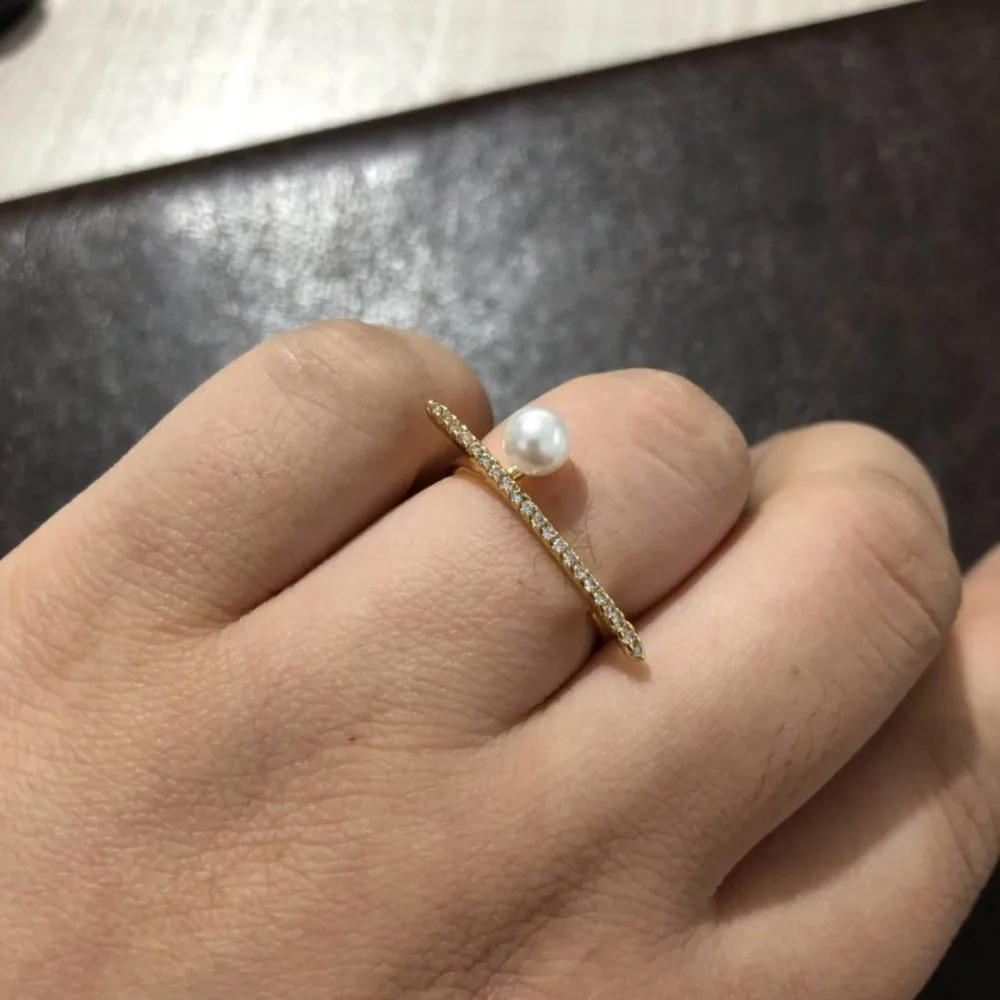

Fashion simple pearl rhinestone female opening design adjustable ring bague anillos mujer aneis anelli Charm ring bisuteria