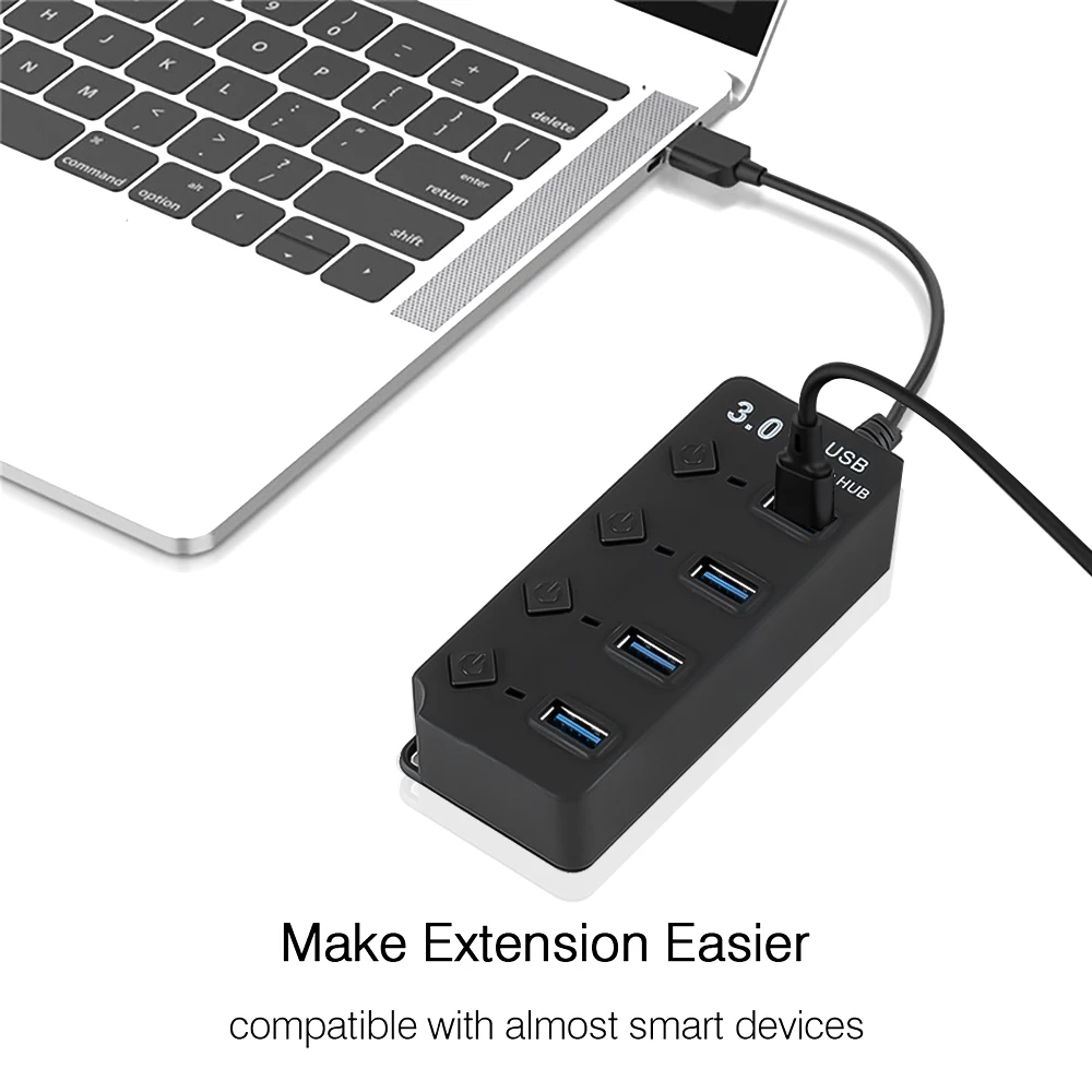 Для ноутбука MacBook PC без EU/US зарядное устройство с адаптером USB Hub 3,0 High Скорость 4/7 Порты и разъёмы USB 3,0 концентратор Splitter включения/выключения