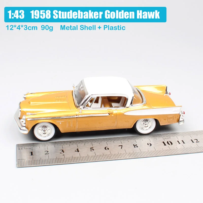 1:43 Масштаб маленькие дети роскошные 1958 Studebaker Golden Hawk V8 винтажные купе автомобили из литого металла модели автомобилей старые миниатюры игрушки