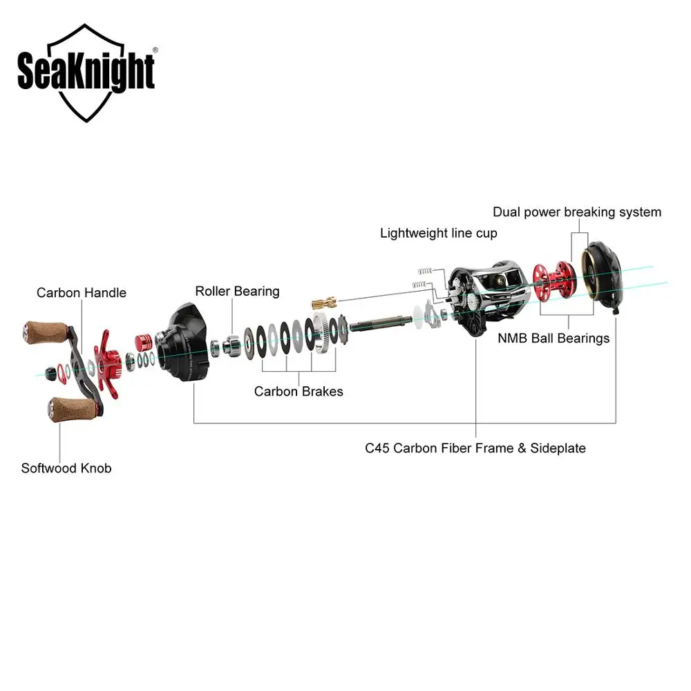 SeaKnight ELF II 1200 baitcasing Рыболовная катушка 6 4: 1/7. 2:1 13 + 1BB углеродное волокно 169 г ультра