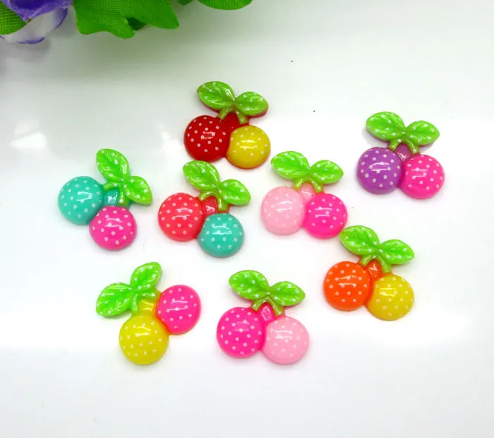 

50Pcs Mixed Resin Cherry Beads Decoration Crafts Flatback Cabochon Scrapbooking Fit Phone Embellishments Diy Accessories