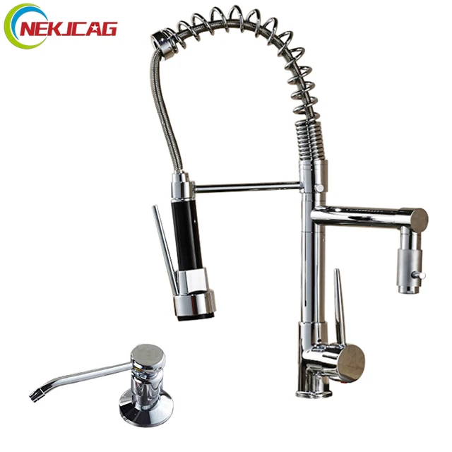 Double Spout Kitchen Faucet With Liqud Soap Dispenser Hot And Cold Double Spout Kitchen Faucet With Liqud Soap Dispenser Hot And Cold Water Mixer Tap Sprayer