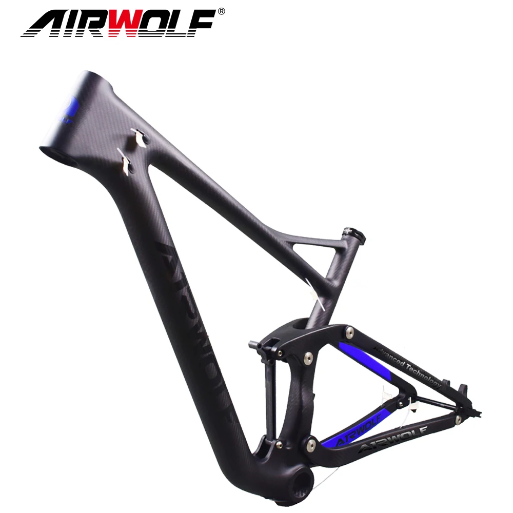 Top 2019 Airwolf 29er carbon frame suspension Enduro bike in Shock 190*51mm 142*12 Thru Axle  Full Toray T1000 mtb frame suspension 3