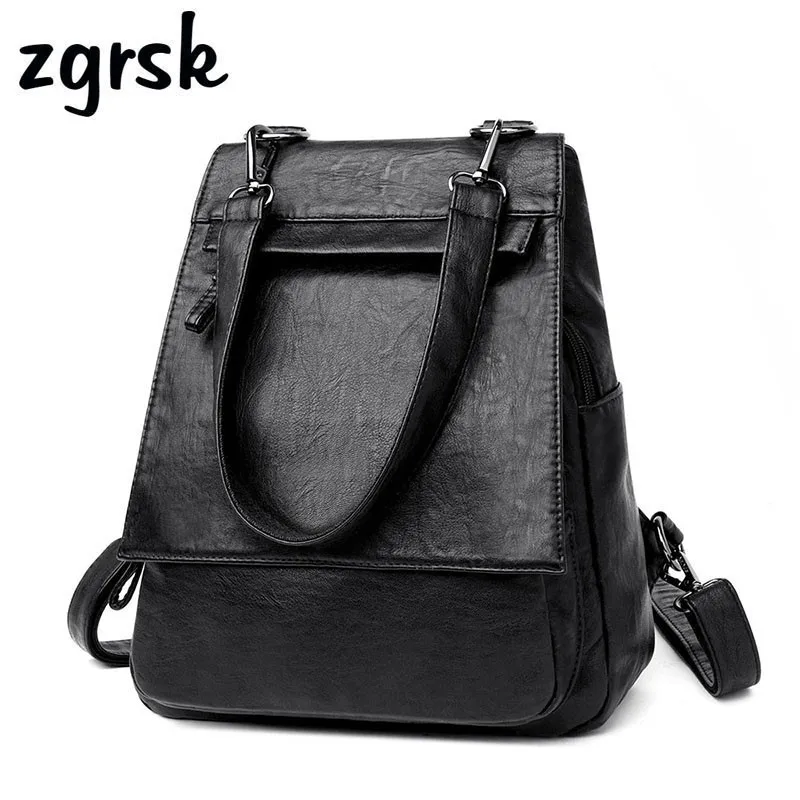 

Soft Leather Backpack Women Rucksack Multifunction Shoulder Backpack Female Fashion Bagpack Girls School Bag Travel Backpack