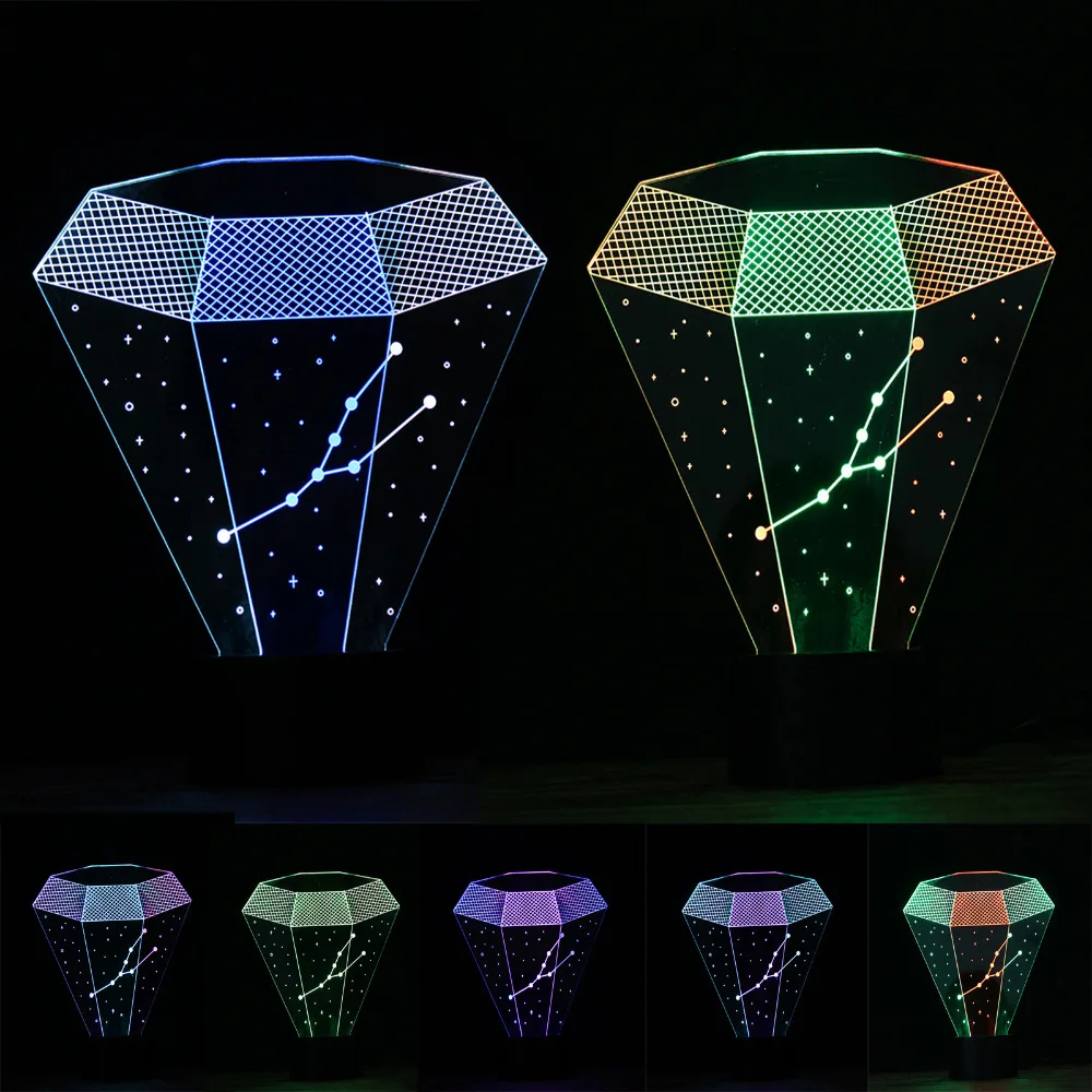 

Hot Sale New Invention 3D Constellation Cancer LED Night Light Mixed Color RGB Lamp Child Baby Kids Sleeping Bedroom Decor Gifts