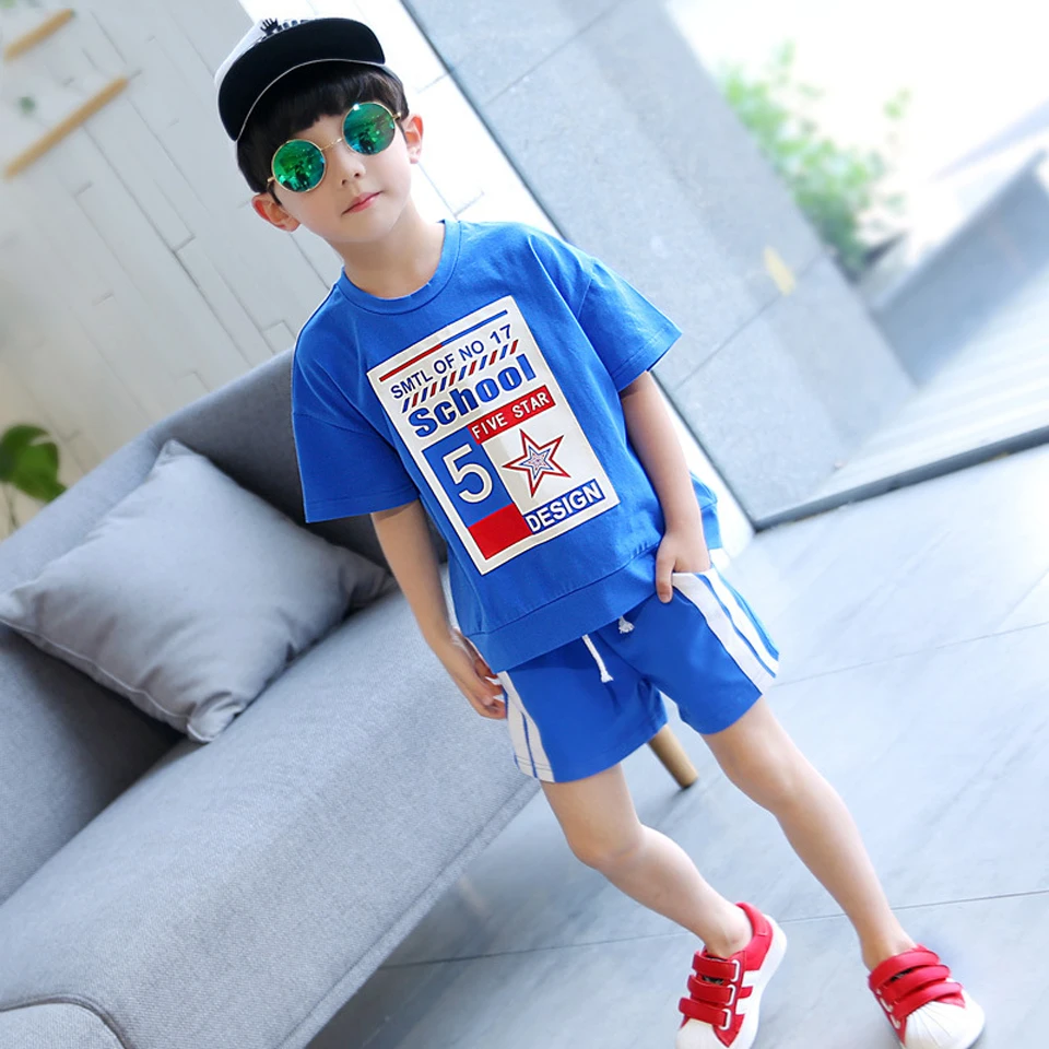 

Baby Boy Shorts Set Toddler Boys Summer Clothing T shirt+Short Pants Cotton Sports Letter Printed Set Children Suit