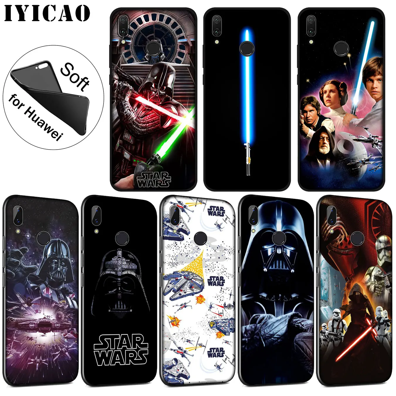 IYICAO Star Wars Yoda Darth Vader Soft Silicone Phone Case for Huawei P20 Pro P10 P9 P8 Lite Mini 2017 2015 P Smart 2019 Cover
