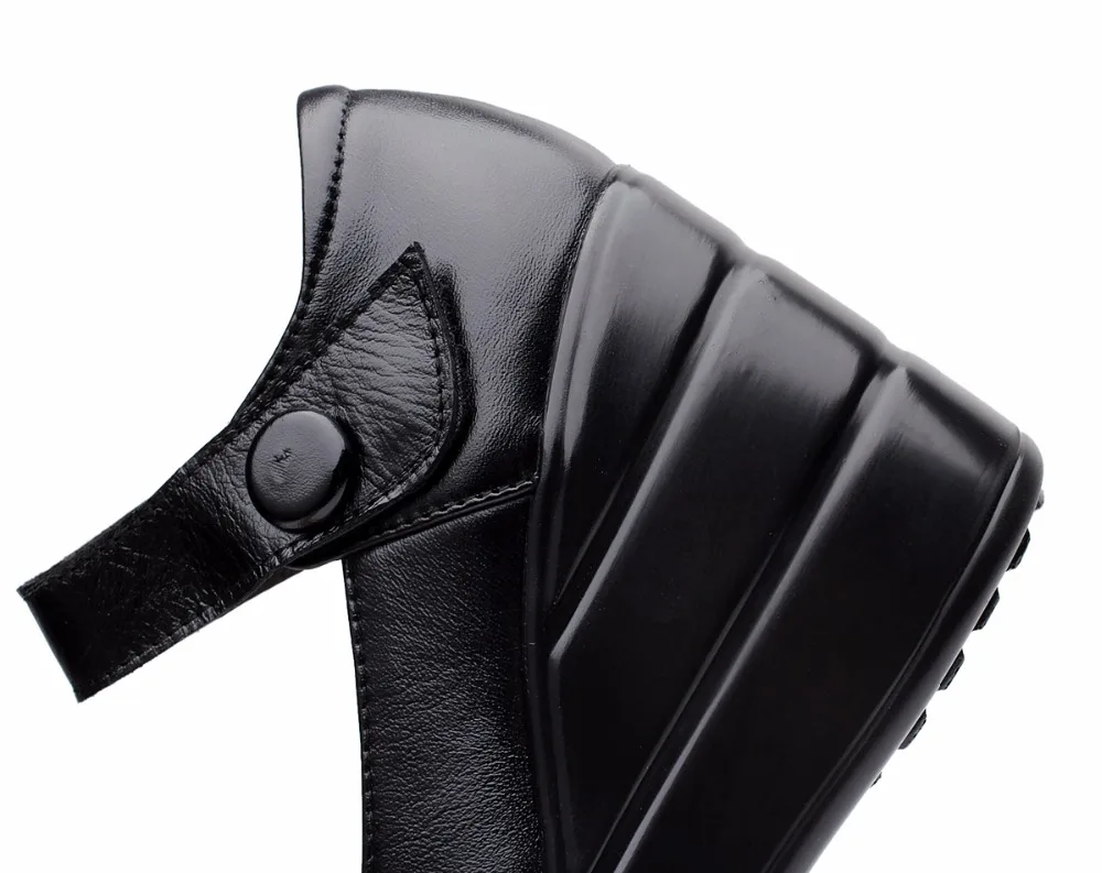 Г., весенне-осенние модные женские туфли-лодочки из натуральной кожи на высоком каблуке Женская обувь на платформе черного цвета