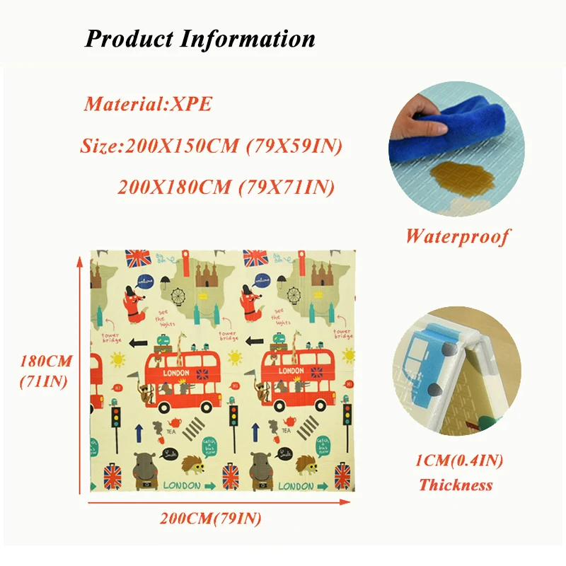 Блестящий двусторонний детский игровой коврик, мягкий коврик с рисунком, большой размер, 180*200*1 см, утолщенный детский коврик, игровой коврик, игровой коврик для детей