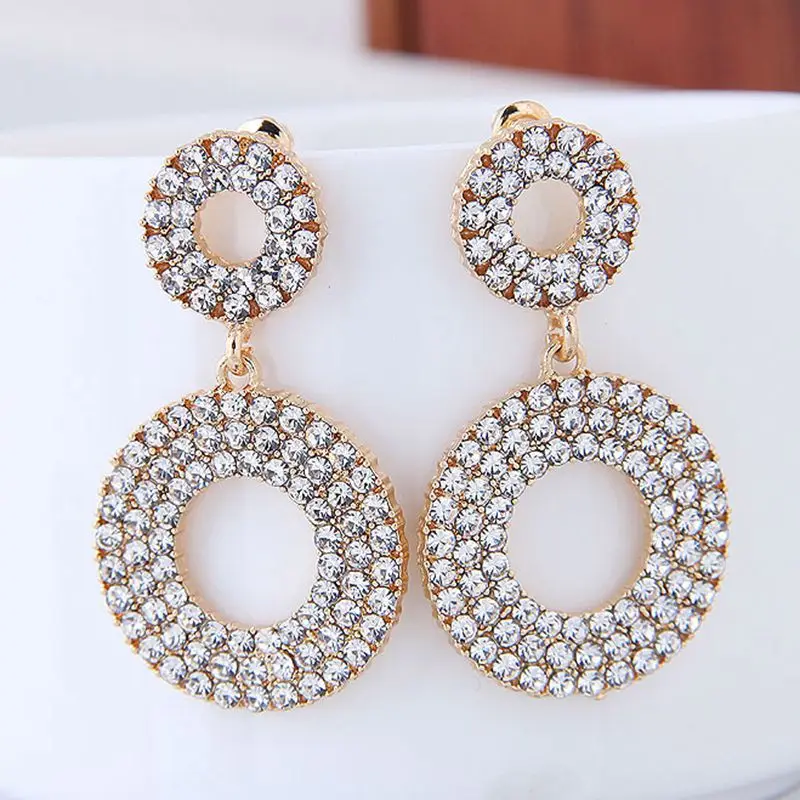 

European Fashion Metal Jewelry Personality Crystal Circle Women Earrings