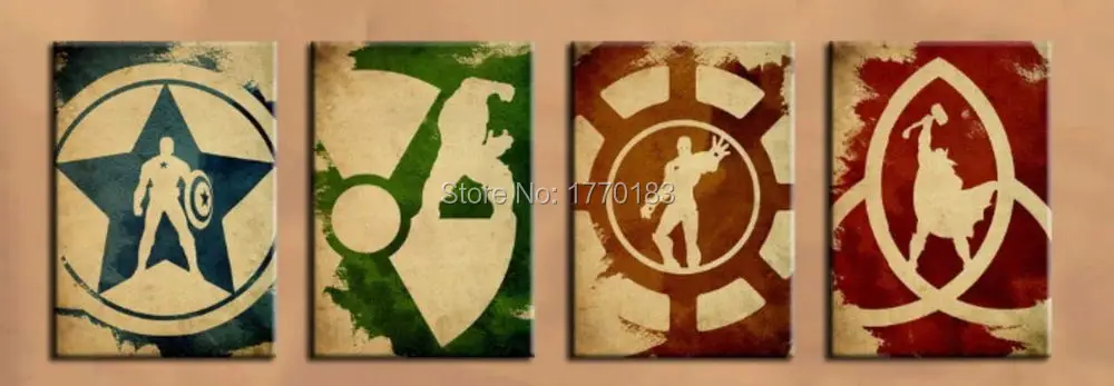 New Creative Design Hand Painted Coloring Poster Superhero Canvas Wall Painting Cartoon Symbol Of The Avengers Free Shipping In Painting Calligraphy From Home Garden On Aliexpress 11 11 Double 11 Singles Day