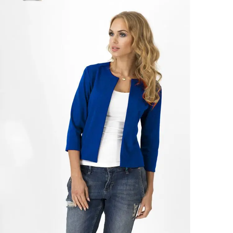 Mr.nut simple suit cardigan seven-point sleeve small jacket Slim round neck women blazers and jackets Mr.nut simple suit cardigan seven-point sleeve small jacket Slim round neck women blazers and jackets