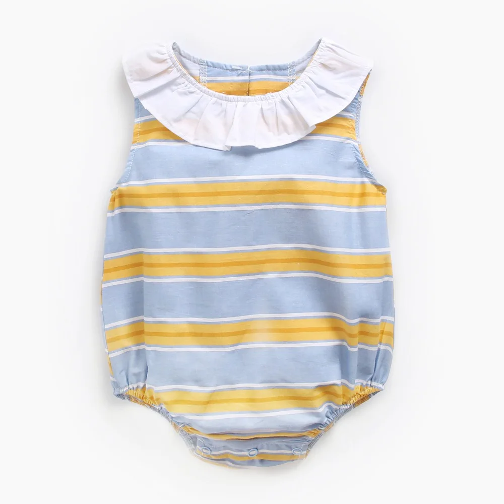 

Baby Clothes Summer Girls Bodysuit Cotton Newborn Girls Clothing Button Toddler Outfit Bow Infant Clothes Striped Pattern