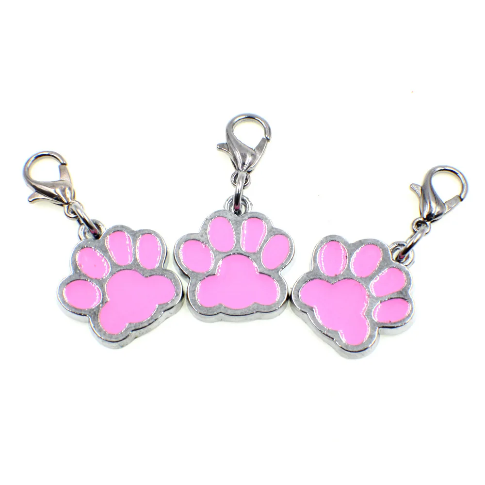 

Pink color Bling Enamel Cat Dog/Bear Paw Prints fit Rotating Lobster Clasp Key Chain Keyrings bag Jewelry Making