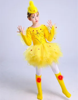 

2019 Real Top Fashion Ballet Tutu Gymnastics Leotard Children's Chicks Perform Costumes Girls, Go Crazy Stage Baby Birds Winter
