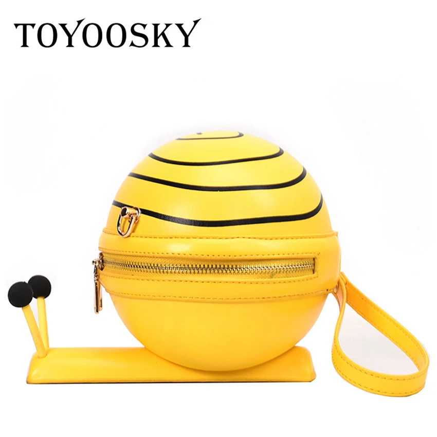 

TOYOOSKY Cartoon Cute Snail Shape PU Leather Women Shoulder Bag Candy Color Round Crossbody Bags For Women Handbag Girls