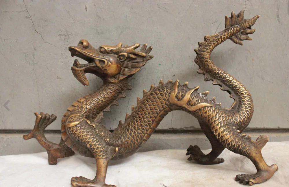 

Chinese China Folk Culture Pure Handmade Bronze Brass Statue Dragon Sculpture
