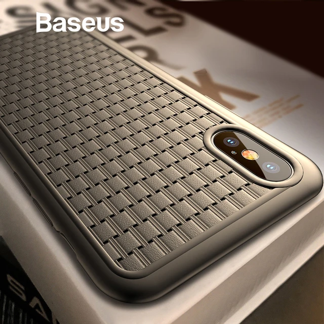Special Price Baseus Luxury Weaving Case For iPhone Xs Xs Max XR 2018 Elegant Grid Pattern Soft Silicone Phone Case For iPhone Xs XR Cover