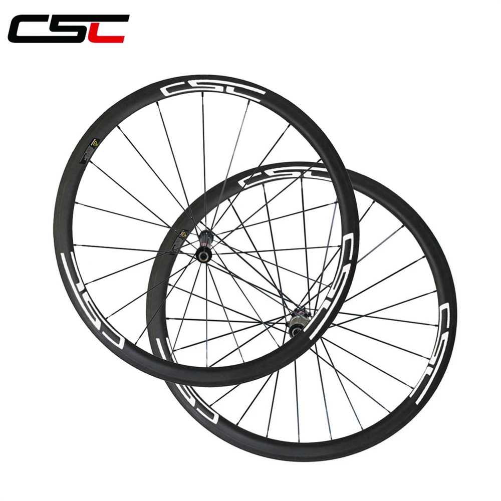 Discount CSC 38mm Tubular Carbon Bike wheelset 23mm Width Novatec AS511SB FS522SB hub pillar 1420 Straight Pull Bicycle wheels 1206g only 1