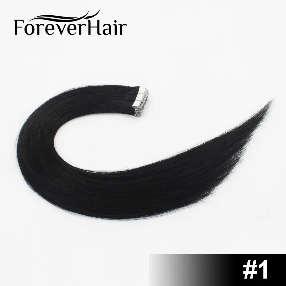 FOREVER HAIR Two Tone Skin Weft бесшовный клей лента для наращивания человеческих волос Remy 2 г/шт. блонд Двусторонняя лента 40 г/упак - Цвет: #1