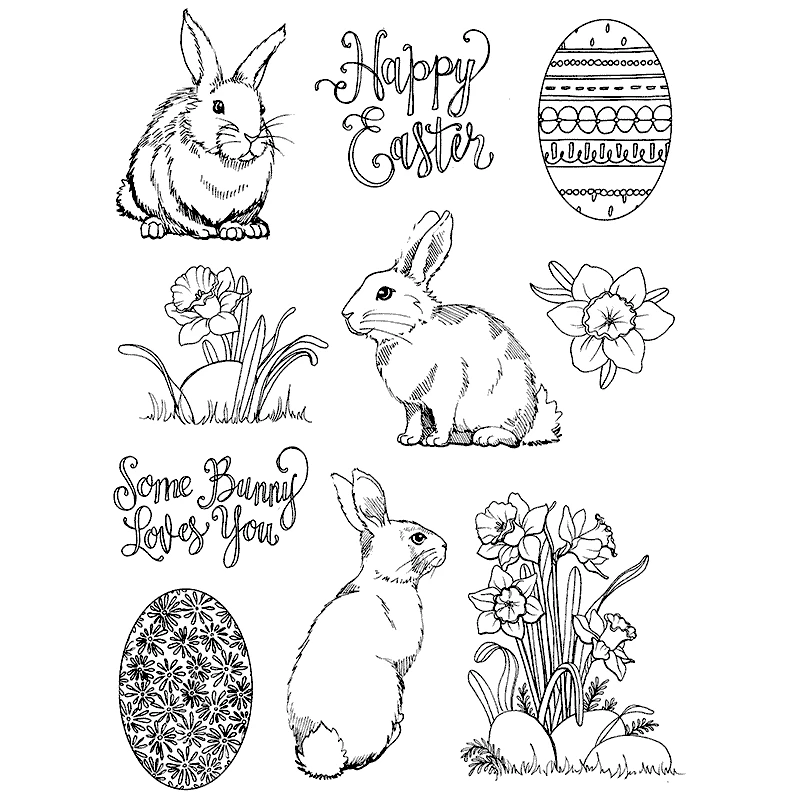 

Daffodil Bunnies Transparent Clear Silicone Stamp/Seal for DIY scrapbooking/photo album Decorative clear stamp sheets FXL044