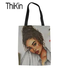 THIKIN Женская сверхмощная хозяйственная сумка для подростков черного цвета с принтом в африканском стиле для девочек, женская сумка через плечо