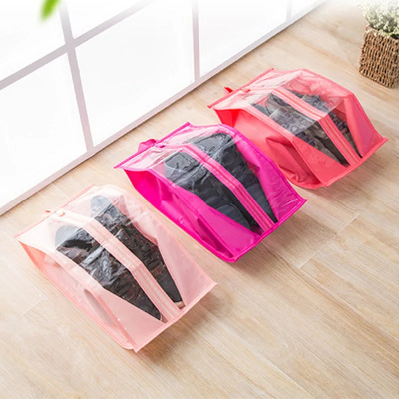 1 قطعة المحمولة السفر إمدادات المنظم أحذية حقيبة التخزين PVC للماء الغبار شنقا حفظ الفضاء خزانة رف