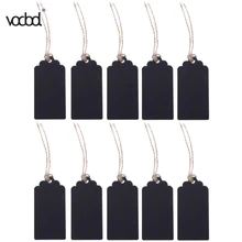 VODOOL 10Pcs Rectangle Mini Blackboard Pendant DIY Double Side Wood Black Board Small Wooden Chalkboard Party Home Decor