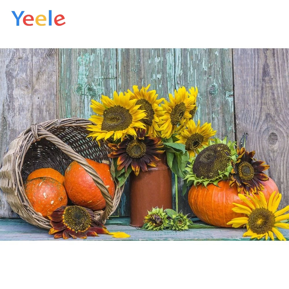 

Yeele Autumn Harvest Pumpkin Basket Wood Board Photography Background Thanksgiving Day Photocall Backdrop For Photo Studio