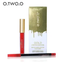 O. TWO. O, 6 цветов, водостойкая Матовая жидкая губная помада+ карандаш для губ, набор для губ, стойкая губная помада, набор для макияжа