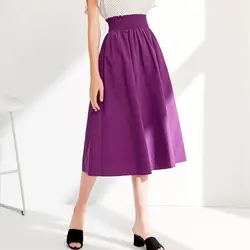 Осенняя длинная юбка трапециевидной формы с эластичной резинкой на талии, женское винтажное однотонное хлопковое белье, макси юбки