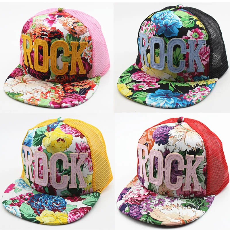 

Summer Outdoor Baseball Cap For Children Boys And Girls Hip Hop Rock Retro Flower Baseball Hats Comfortable Texture Kid Net Hat