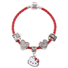 Мода от aifeili мультфильм болтаются кожаные браслеты с шармами для женщин Микки бусины прекрасные браслеты и браслеты подарок для ребенка