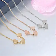 Beauty Charm-collar de joyería para mujer, Gargantilla de acero inoxidable, colgante de Tres corazones, cadena, ornamentos profesionales, baratija