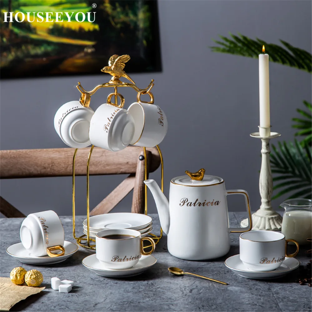 Роскошная Европейская кофейная чашка HOUSEEYOU набор блюдец чайные чашки