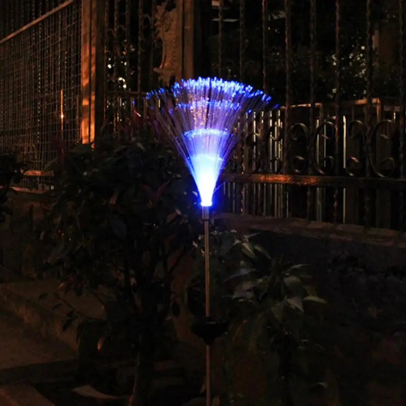 Наружный светильник для газона из оптического волокна, новинка, светодиодный светильник на солнечных батареях, декоративный светильник для сада