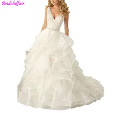 Corset Wedding Dresses Ruffled Organza Custom Made White/Ivory Plus Size Bride Dress Cheap Wedding Dresses With Free Shipping