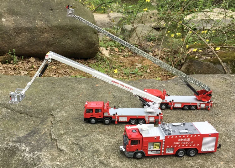  1:50 alloy engineering vehicleshigh simulation Fire truckfire ladderclimbing carchildren's educatio