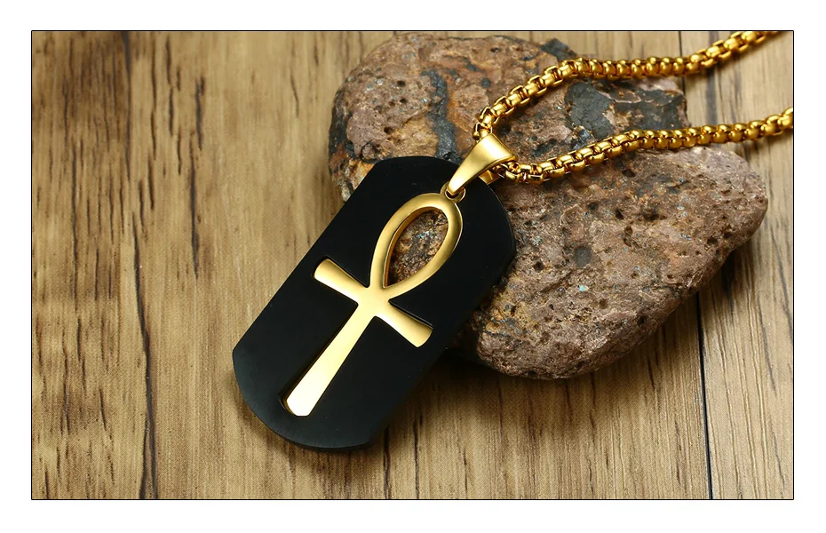 Meaeguet Egyptian Ankh Necklace Jewelry Gold-color Stainless Steel Pendant For Men Key To Life Egypt Cross With 24 Box Chain (4)