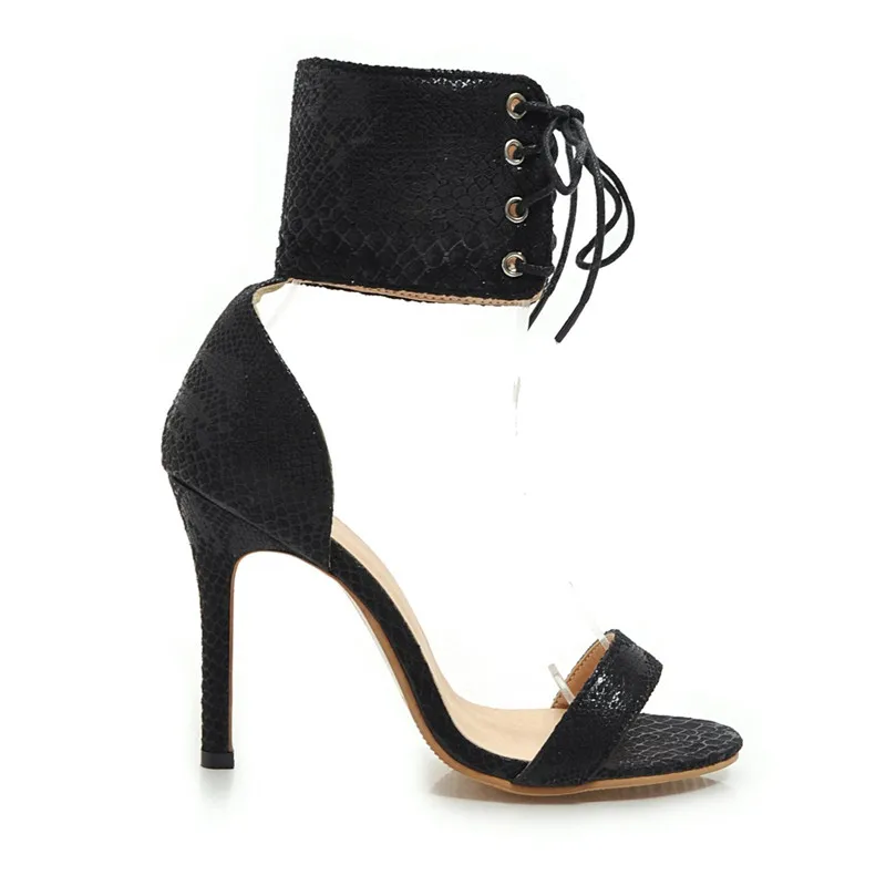 

ARQA 2019 Summer Sexy Lace-Up Woman Pu Leather Sandals Open Toe Women Shoes Stilettos High Heel Sandal Shoes