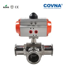 19 мм санитарно-технический Пневматический шаровой клапан SS304 пищевой тройной зажимное соединение