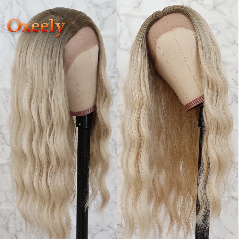 Oxeely Platinum коричневые длинные свободные волнистые парики для волос, свободная часть, волнистые светлые волнистые синтетические парики для черных женщин
