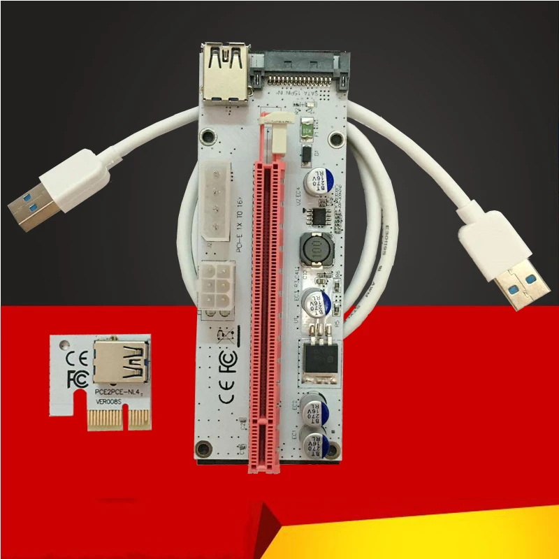 Новинка 3 в 1 SATA 6Pin 4Pin три блока питания PCI-E Riser Card 60 см PCIe 1x к 16x PCI Express Майнинг карта