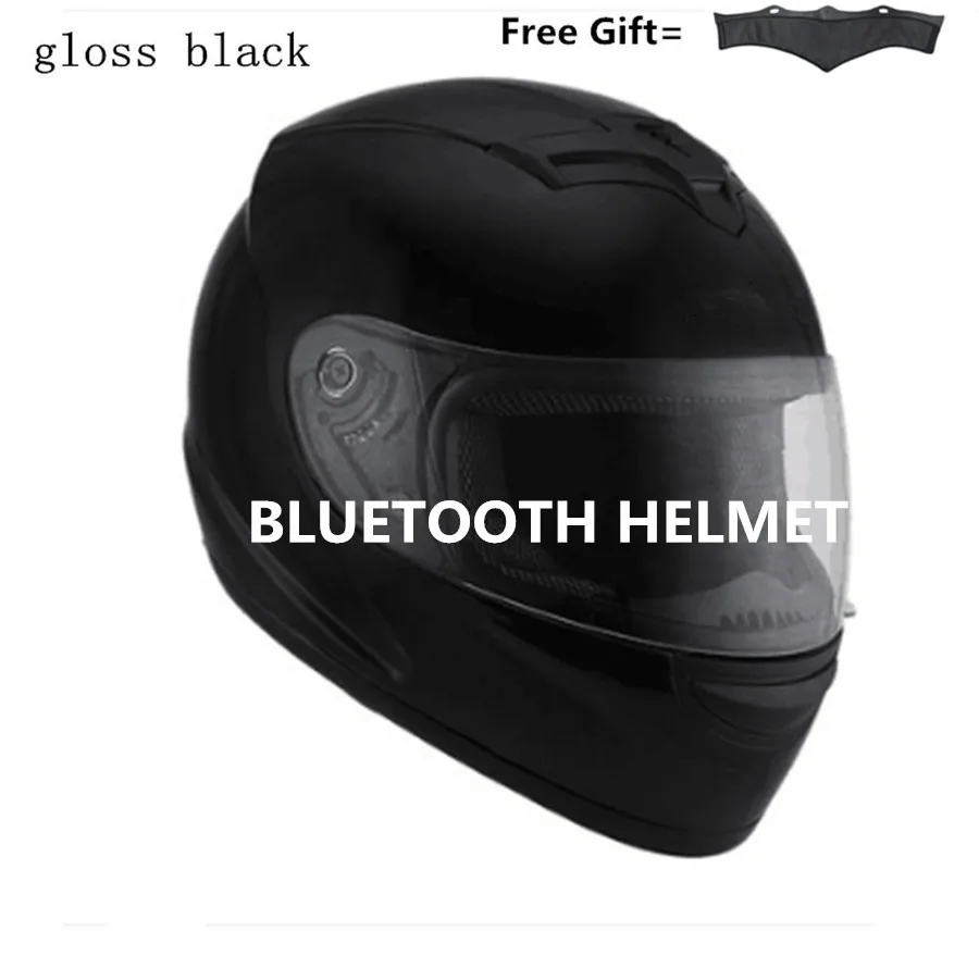 Мотоцикл Bluetooth шлем велосипед темные линзы со встроенным домофоном музыка телефонный звонок мате черный s m l xl XXL - Цвет: gloss black