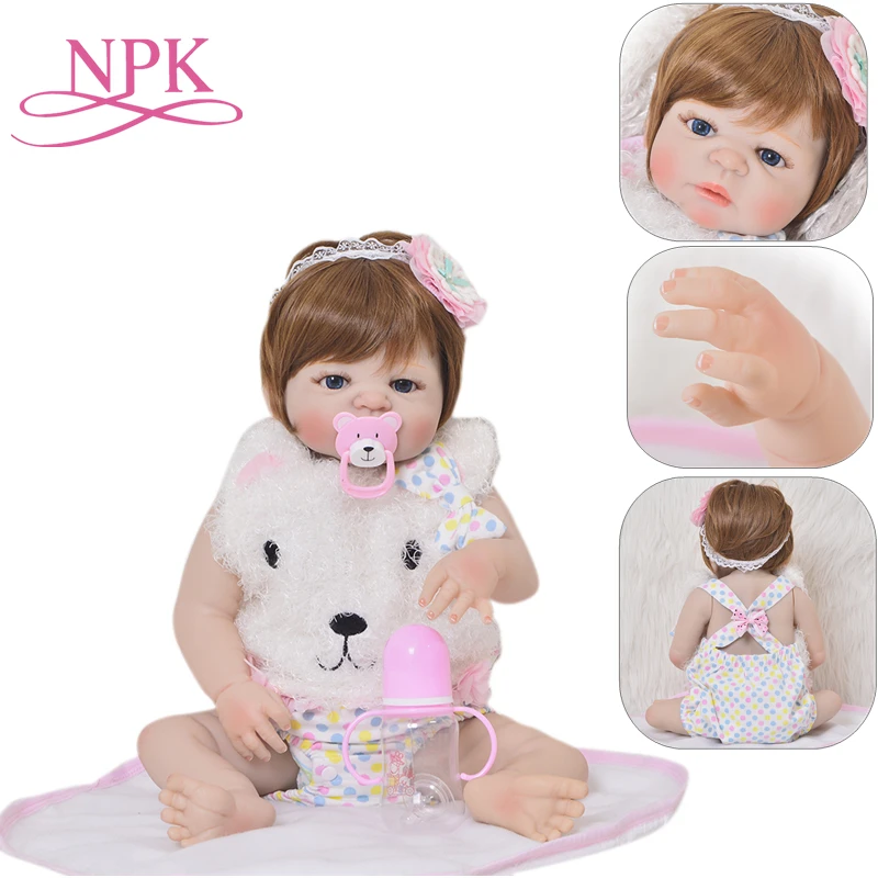 

NPK New Bebes 57CM Full Body Silicone Dolls Girl Reborn Baby Doll Bath Toy Lifelike Newborn Princess Boneca Dolls Child playmate
