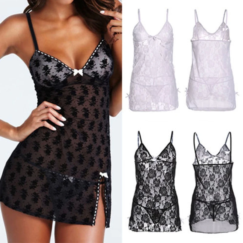 

Sexy Erotic lingerie Women's Sexy Exotic Hot Sale Sleepwear Underwear Lace Sexy Costumes Dress Black And White