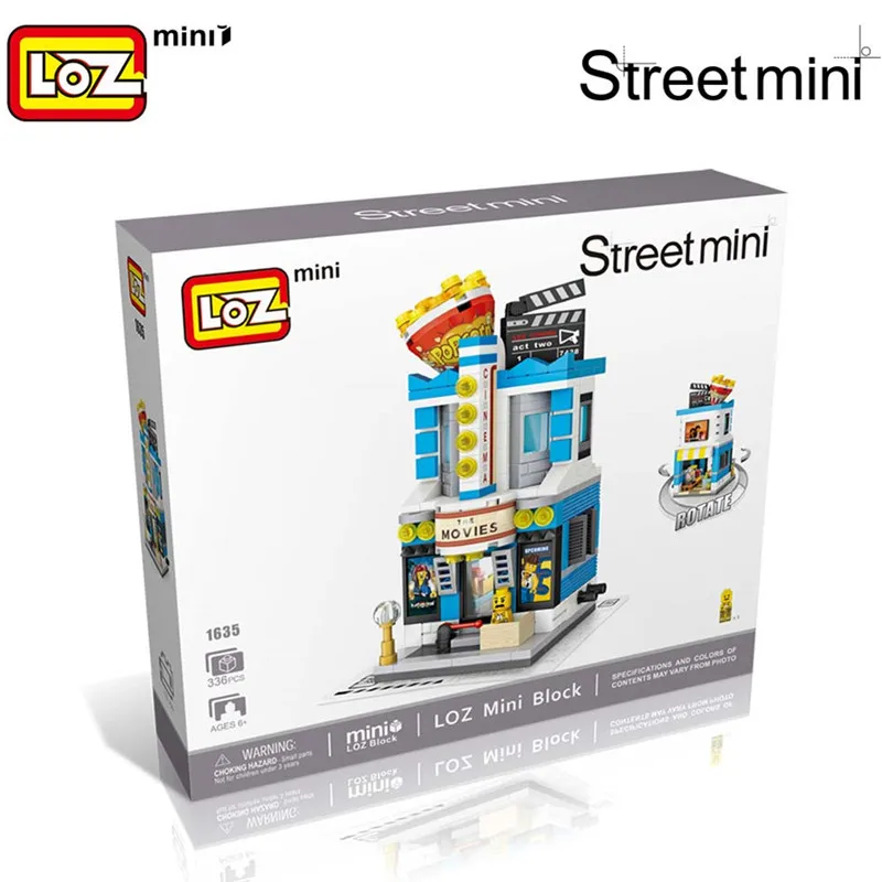 LOZ Mini Street View City строительные блоки DIY сборка Обучающие кирпичи 3D архитектура модели магазин детский подарок рождественские игрушки - Цвет: Cinema With Box