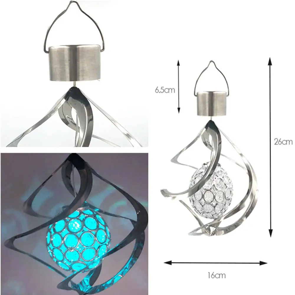 HobbyLane LED из нержавеющей стали на солнечных батареях полый шар ветер Chime лампа для