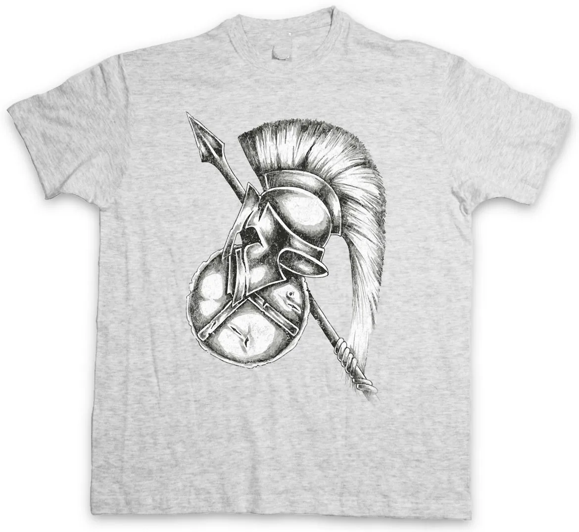 SPARTAN GEAR T-SHIRT Sparta Spartans Shield Spear Helmet Leonidas Short Sleeve Cotton T Shirts Man Clothing White Style